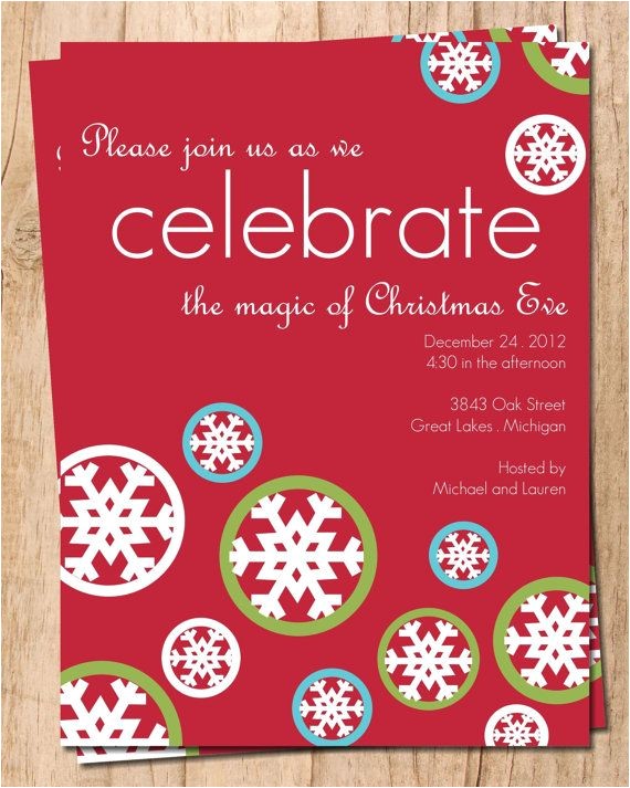 Christmas Eve Party Invitations Celebrate Christmas Eve Digital Holiday Party Invitation