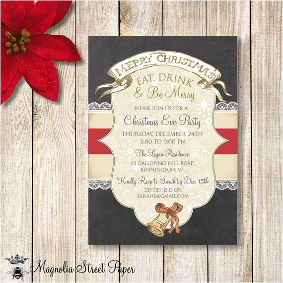 Christmas Eve Party Invitations Christmas Party Invitation Chalkboard Christmas Party