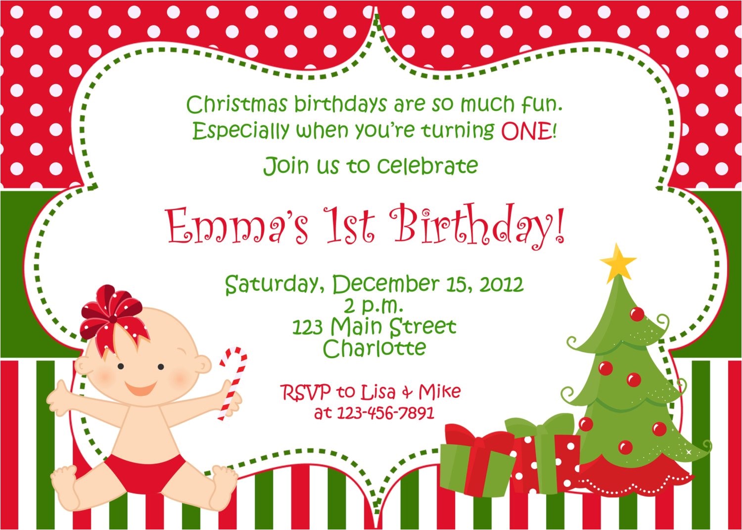 Christmas First Birthday Party Invitations First Birthday Christmas Party Invitation Christmas