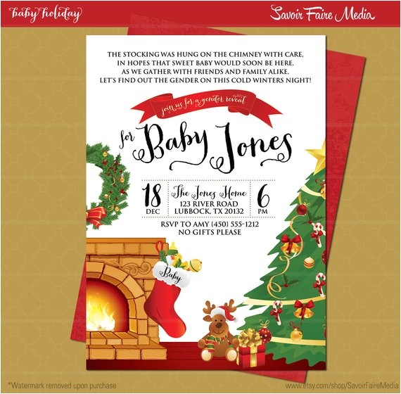 Christmas Gender Reveal Party Invitations Christmas Gender Reveal Party Invitation Baby Christmas