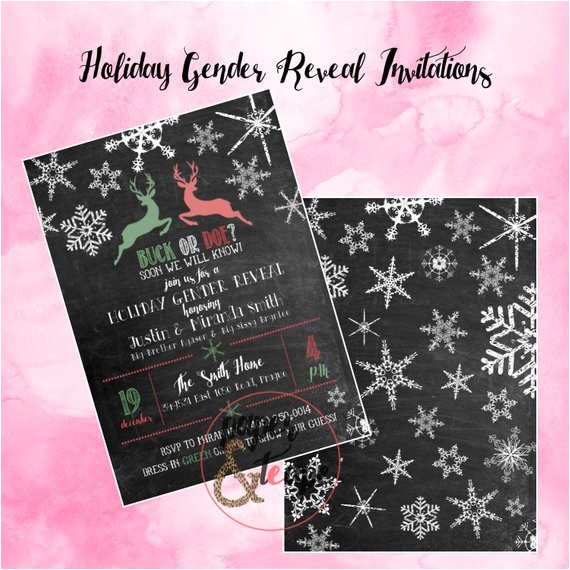 Christmas Gender Reveal Party Invitations Holiday themed Gender Reveal Party Invitations
