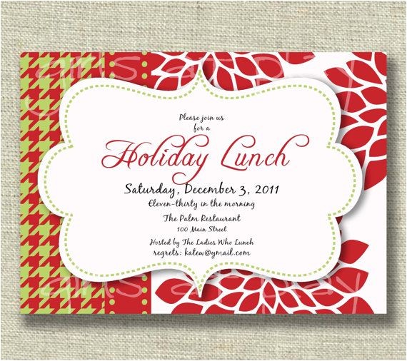 Christmas Lunch Party Invitation Wording Christmas Holiday Invitation Luncheon Open House by