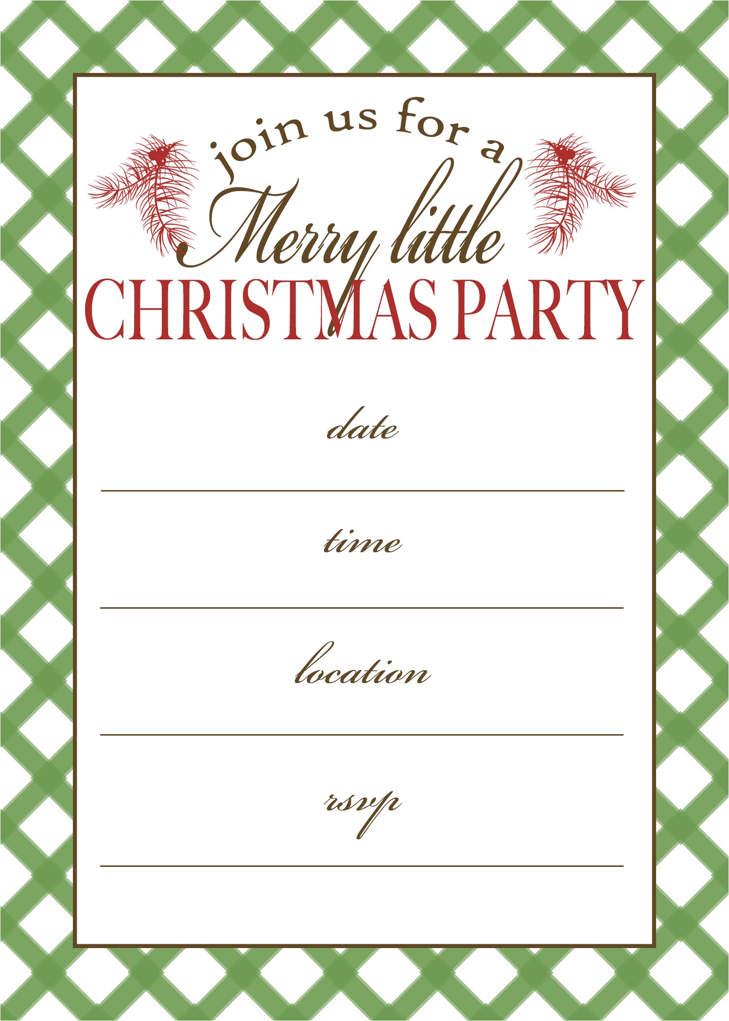 Christmas Party E Invitations Template 7 Best Images Of Free Printable Christmas Invitation