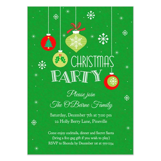 Christmas Party Invitation Cards Design ornaments Snowflakes Christmas Party Invitation