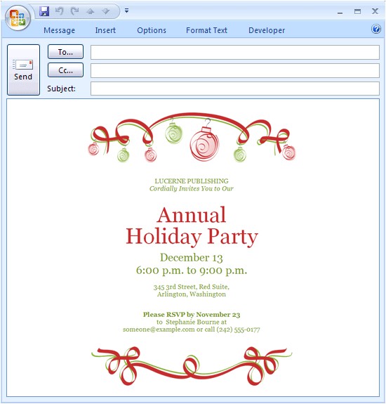 Christmas Party Invitation Email Templates Free Download Free Printable Invitations Of E Mail Message
