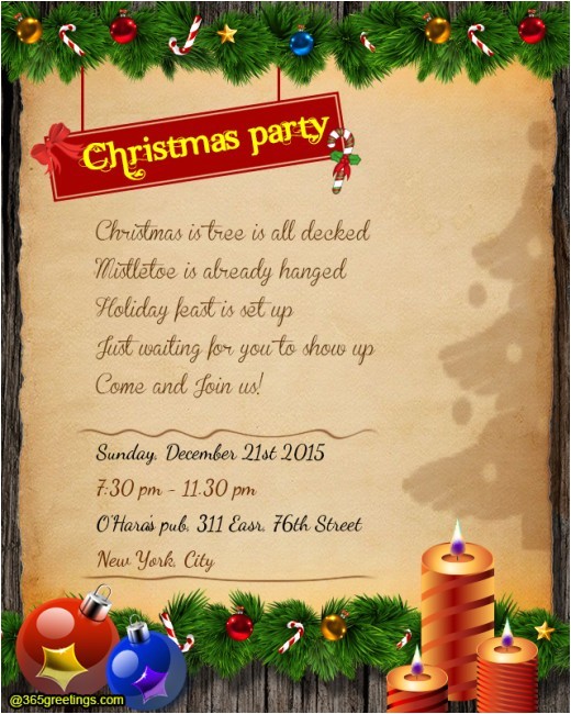 Christmas Party Invitation Rhymes Christmas Party Invitation Wording 365greetings Com