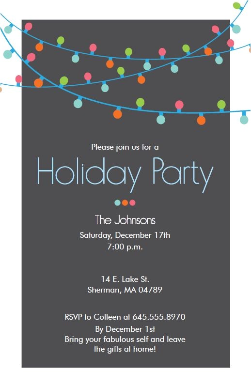 Christmas Party Invitations Vistaprint Colorful Lights Holiday Party Invitation Vistaprint