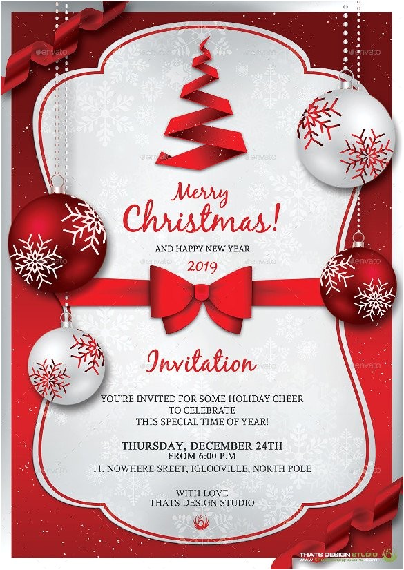 Christmas Party Invite Template Word 30 Christmas Invitation Templates Free Sample Example
