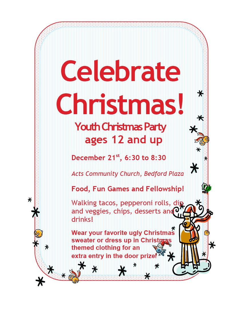 Church Christmas Party Invitation Youth Christmas Party Acts Church