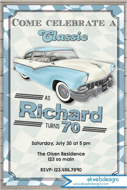 Classic Car Party Invitations Classic Car Birthday Invitation Vintage Car Adults Classic Car Party Invitations Classic Car Birthday Invitation Vintage Car Adults
