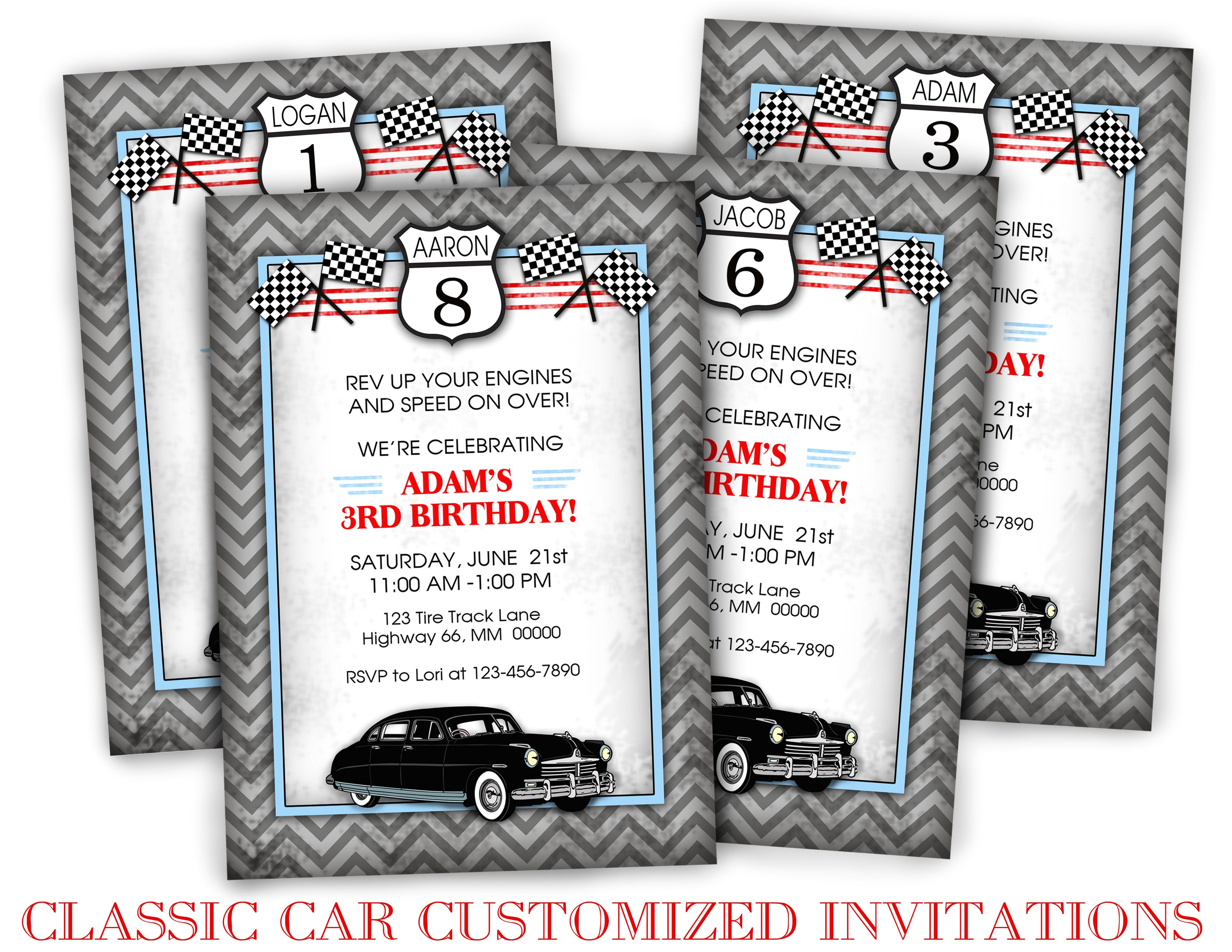 Classic Car Party Invitations Classic Car Birthday Party Darling Doodles Classic Car Party Invitations Classic Car Birthday Party Darling Doodles