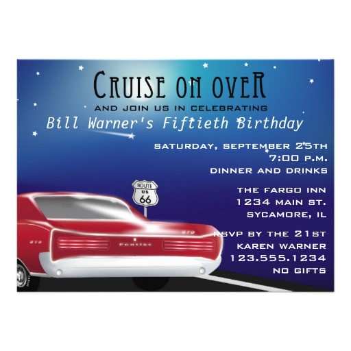 Classic Car Party Invitations Classic Car Birthday Party Invitation 5 5 Quot X 7 5
