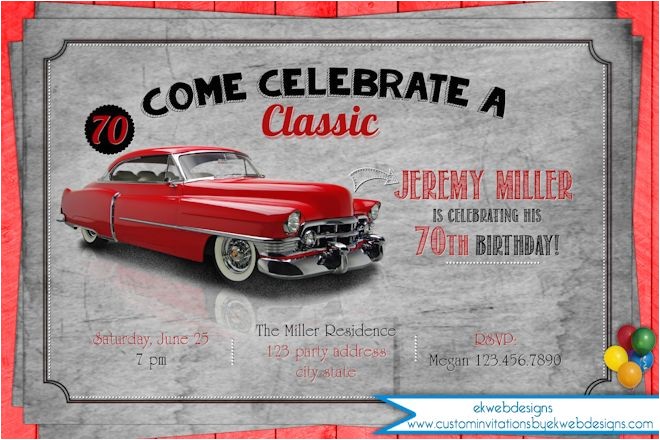 Classic Car Party Invitations Classic Car Birthday Party Invitation Adult Men 39 S Classic Car Party Invitations Classic Car Birthday Party Invitation Adult Men 39 S