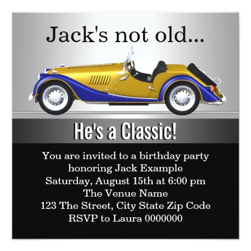 Classic Car Party Invitations Mans Classic Car Birthday Party Invitation Zazzle Classic Car Party Invitations Mans Classic Car Birthday Party Invitation Zazzle