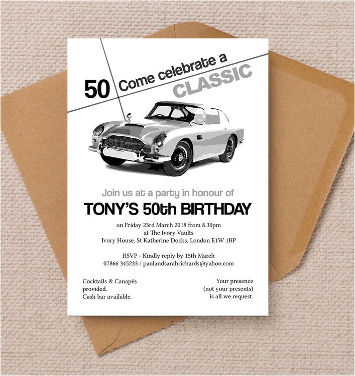 Classic Car Party Invitations Stylish Classic Car 50th Birthday Party Invitation From 1 Classic Car Party Invitations Stylish Classic Car 50th Birthday Party Invitation From 1