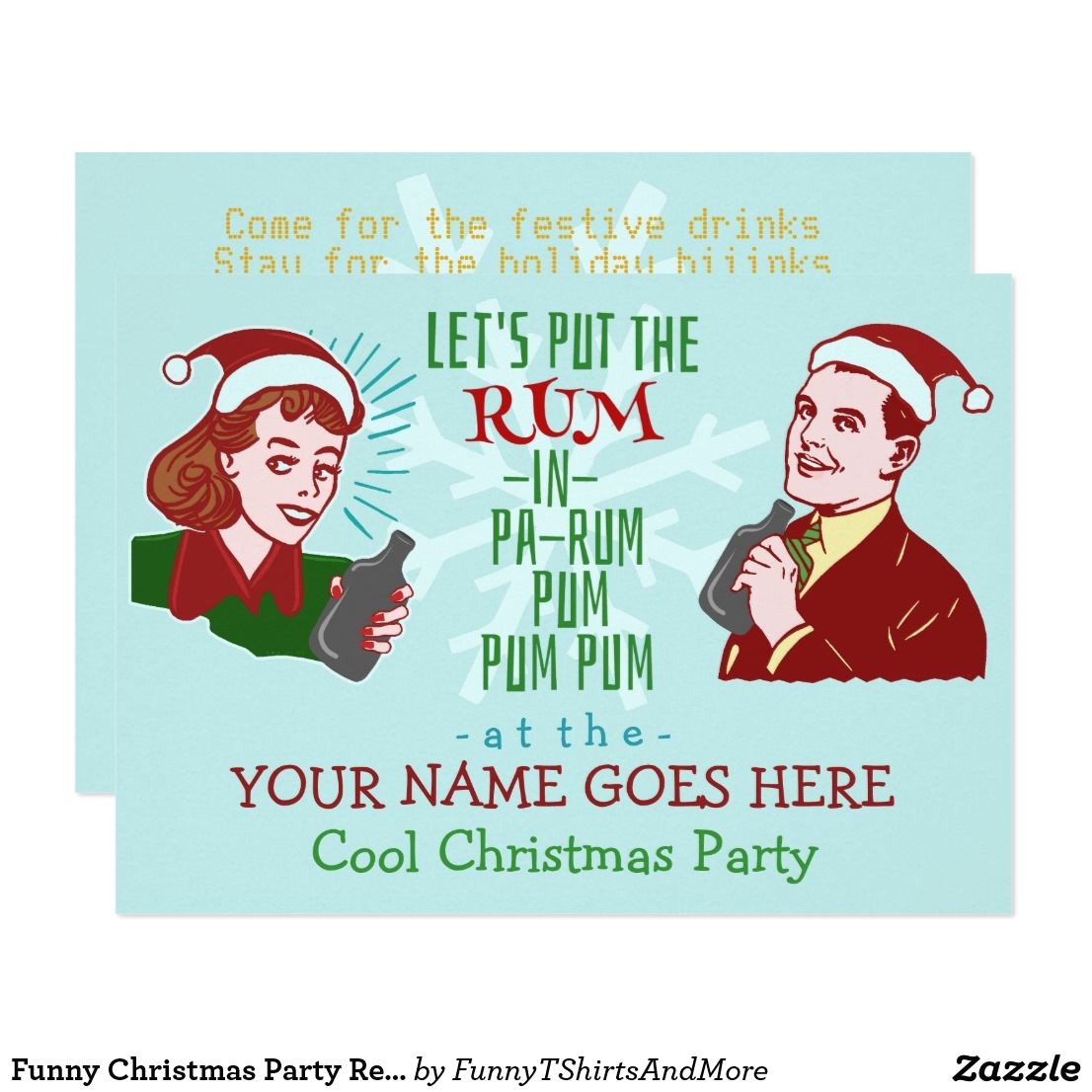 Clever Christmas Party Invitations Funny Christmas Party Retro Rum Adult Holiday V2 Card