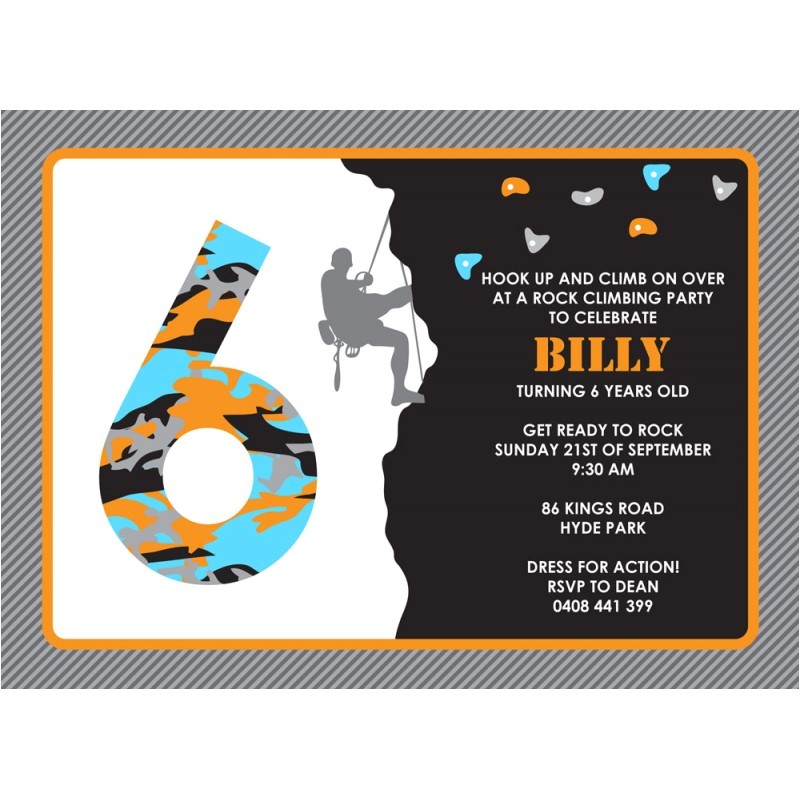 Climbing Wall Party Invitations Rock Climbing Birthday Party Printable Invitation Black
