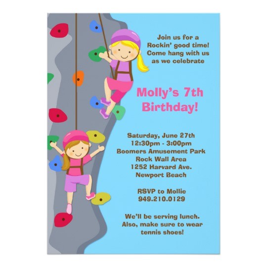 Climbing Wall Party Invitations Rock Wall Climbing Birthday Party Invitation Zazzle Com