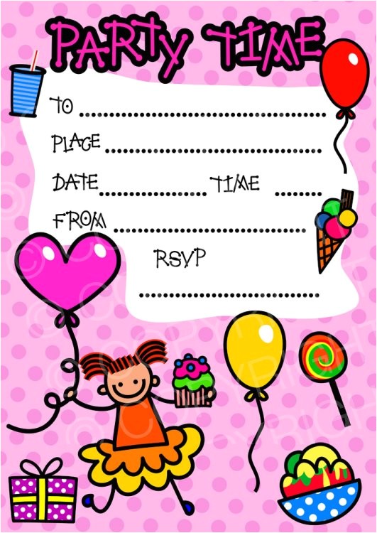 Clip Art Party Invitations Free Happy Girl Birthday Party Invitation Clip Art Prawny