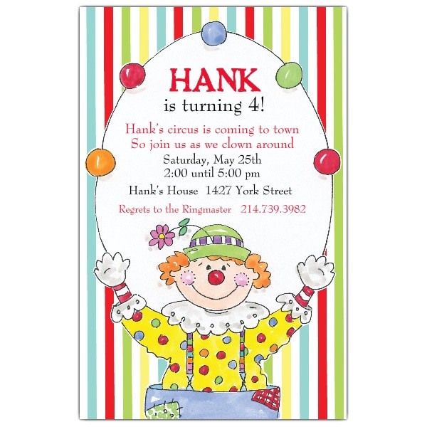 Clown Birthday Party Invitations Happy Clown Birthday Invitations Paperstyle