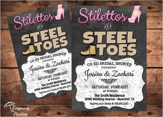 Co Ed Bachelor Bachelorette Party Invitations Co Ed Wedding Shower Invitation Stilettos by Reigningparties