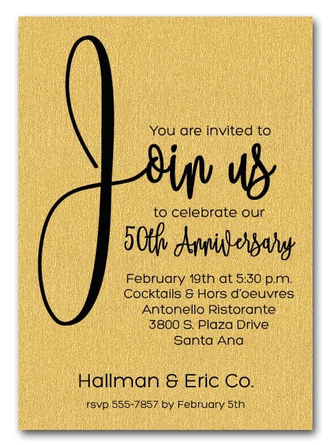 Company Anniversary Party Invitation Wording Shimmery Gold Join Us Business Anniversary Invitations