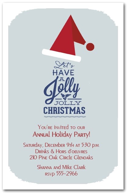 Company Holiday Party Invitation Ideas Jolly Jolly Santa Hat Christmas Invitations Holiday