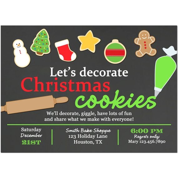 Cookie Decorating Party Invitations Christmas Cookie Invitation Printable or Printed with Free