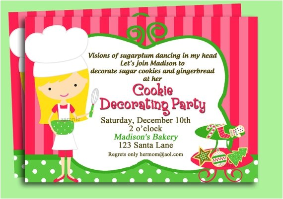 Cookie Decorating Party Invitations Christmas Cookie Invitation Printable or Printed with Free