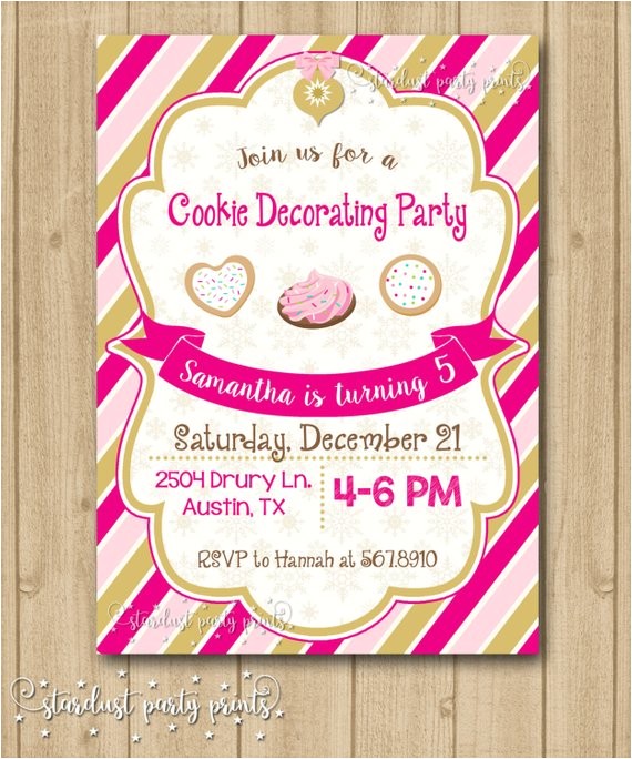 Cookie Decorating Party Invitations Cookie Decorating Birthday Invitation Christmas Cookie