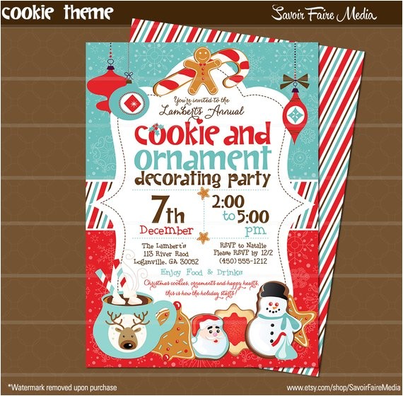 Cookie Decorating Party Invitations Holiday Cookie and ornament Decorating Party Invitation