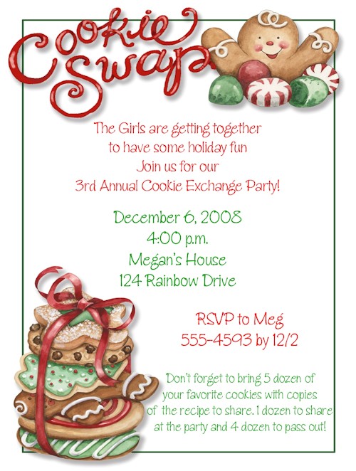 Cookie Swap Party Invitations 8 Best Images Of Cookie Swap Printable Invitation Template