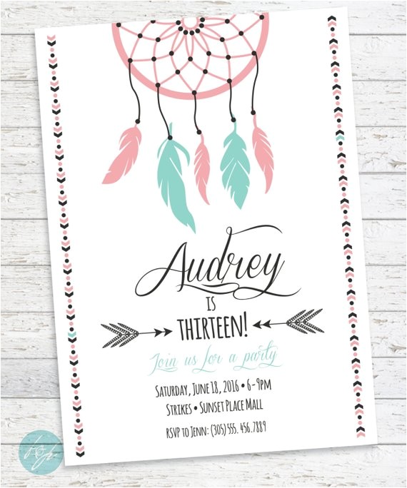 Cool Party Invites for Teenager Boho Birthday Invitation Aztec Tribal Invitation by