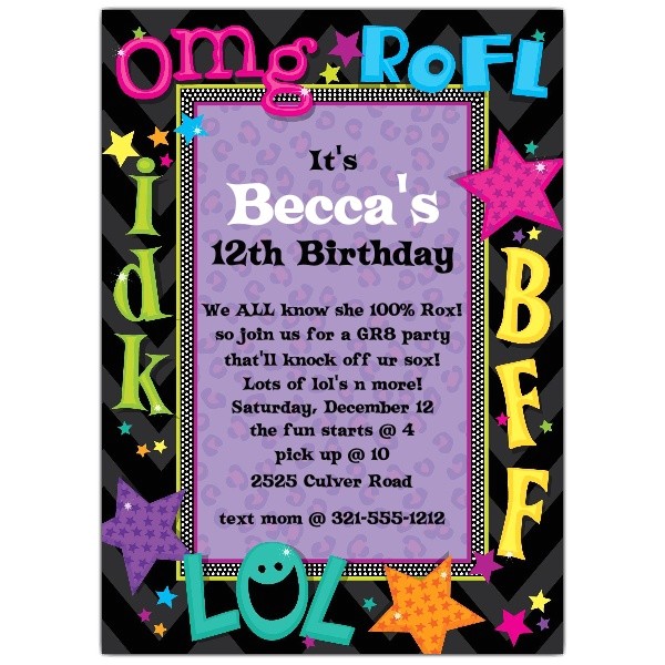 Cool Party Invites for Teenager Teen Talk Birthday Party Invitations Paperstyle