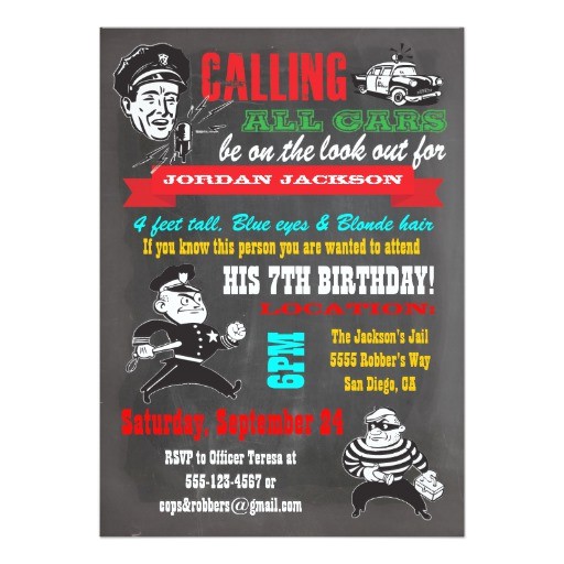 Cops and Robbers Party Invitations Chalkboard Cops and Robbers Party Invitation Zazzle