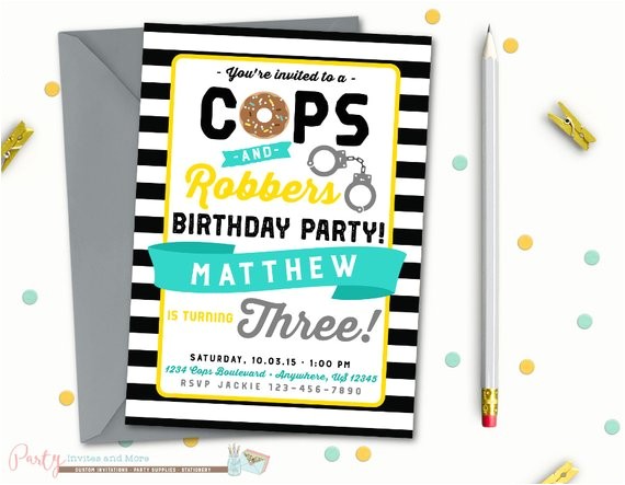 Cops and Robbers Party Invitations Cops and Robbers Birthday Invitation Police Birthday