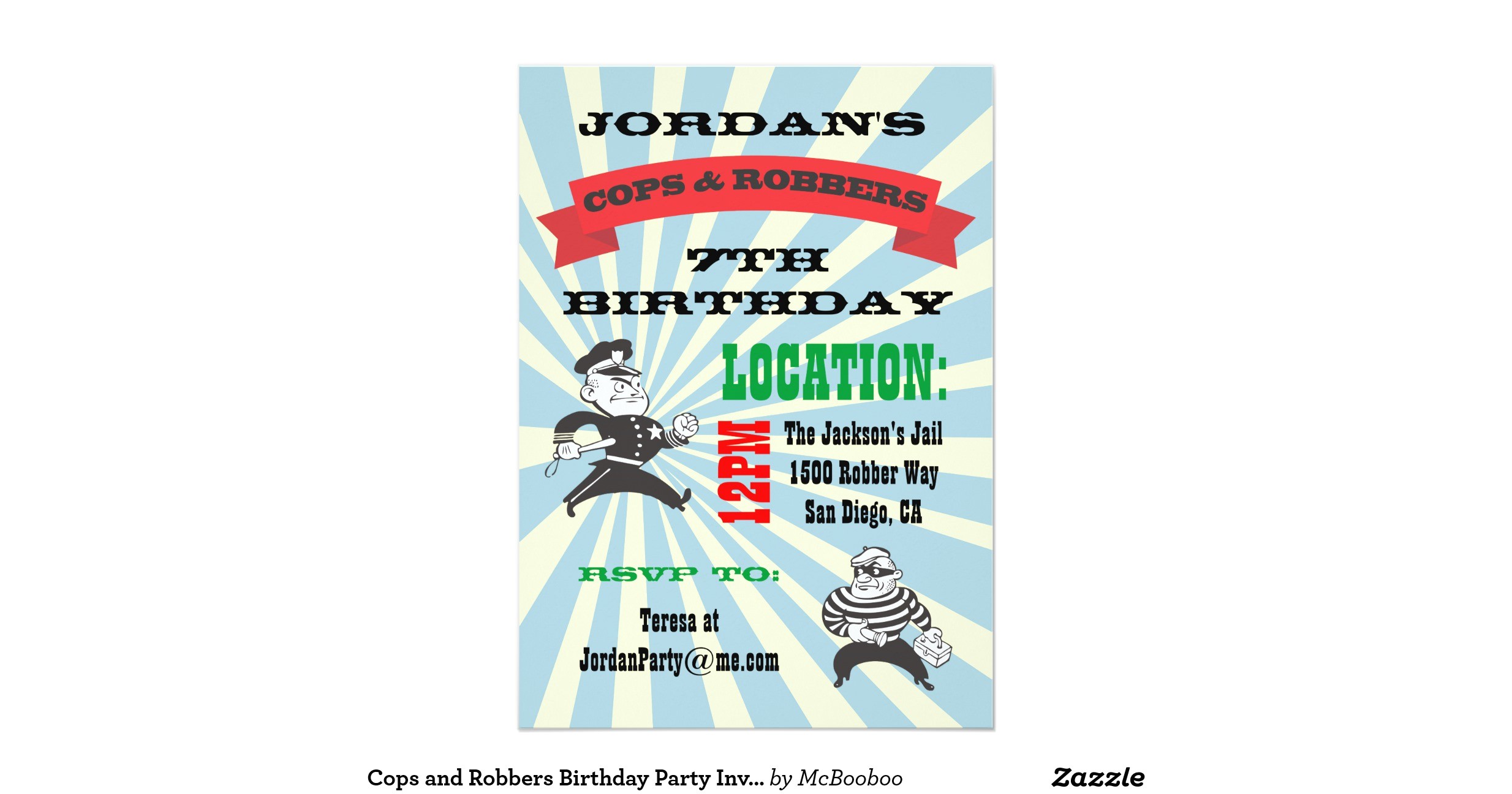 Cops and Robbers Party Invitations Cops and Robbers Birthday Party Invitation