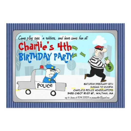 Cops and Robbers Party Invitations Cops N Robbers Cartoon Party Invitation 5 Quot X 7 Quot Invitation