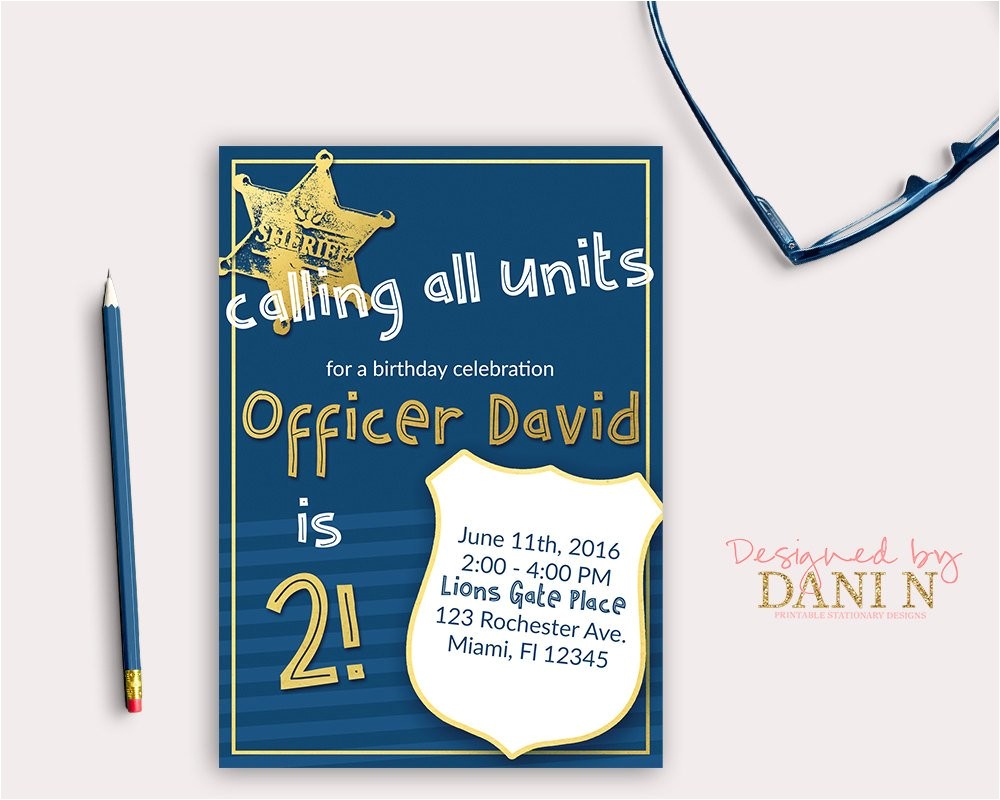 Cops and Robbers Party Invitations Police Birthday Party Invitation Cops and Robbers Party Navy
