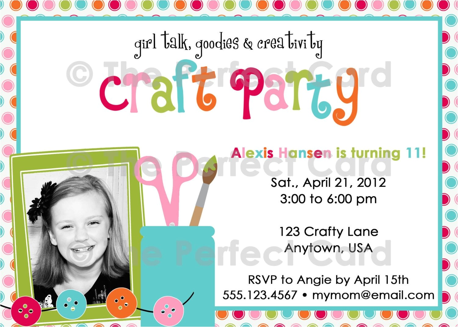 Craft Birthday Party Invitations Girl Talk Craft Party Birthday Invitation