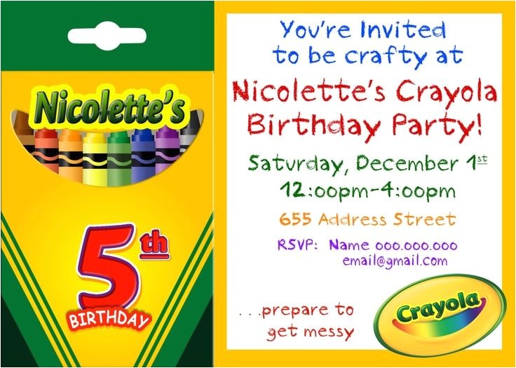 Crayola themed Party Invitations 1000 Images About Birthday Parties On Pinterest