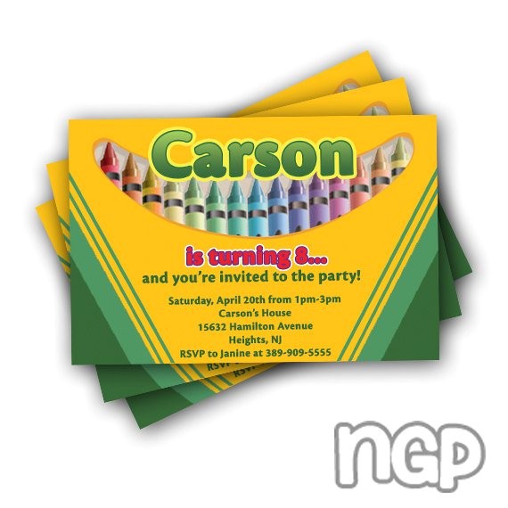 Crayola themed Party Invitations 12 Crayola Crayon Birthday Invitations
