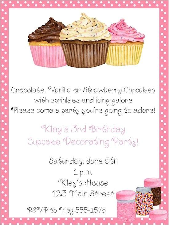 Cupcake Party Invitation Wording Birthday Party Cupcake Invitation A Birthday Cake