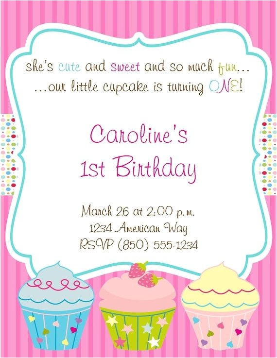 Cupcake Party Invitation Wording Cupcake theme Essentials Birthday Party Package Girl Diy
