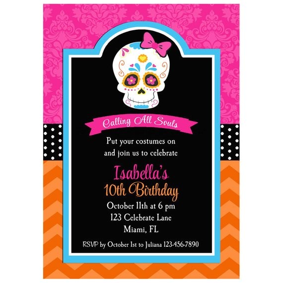 Day Of the Dead Party Invitation Template Day Of the Dead Invitation Skull Dia De Los Muertos