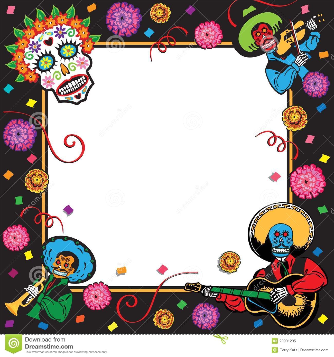 Day Of the Dead Party Invitation Template Day Of the Dead Party Invitation Stock Vector