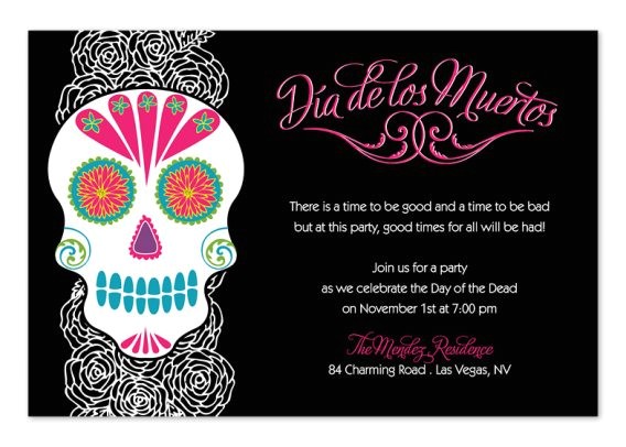 Day Of the Dead Party Invitation Template Day Of the Dead Party Invitations Cimvitation