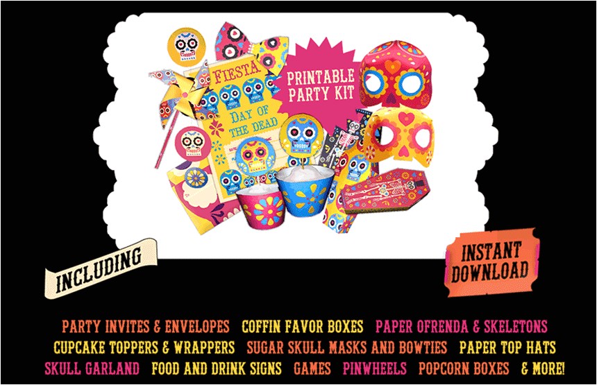 Day Of the Dead Party Invitation Template Day Of the Dead Printables Dia De Muertos Party Kit