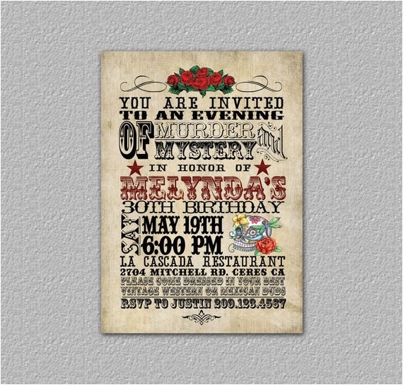 Day Of the Dead Party Invitation Template Items Similar to Western Birthday Invitation Day Of the