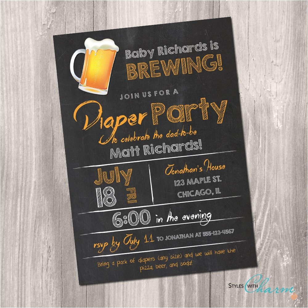 Diaper and Beer Party Invitations Diaper Party Invitation Beer and Diaper Party Invitation